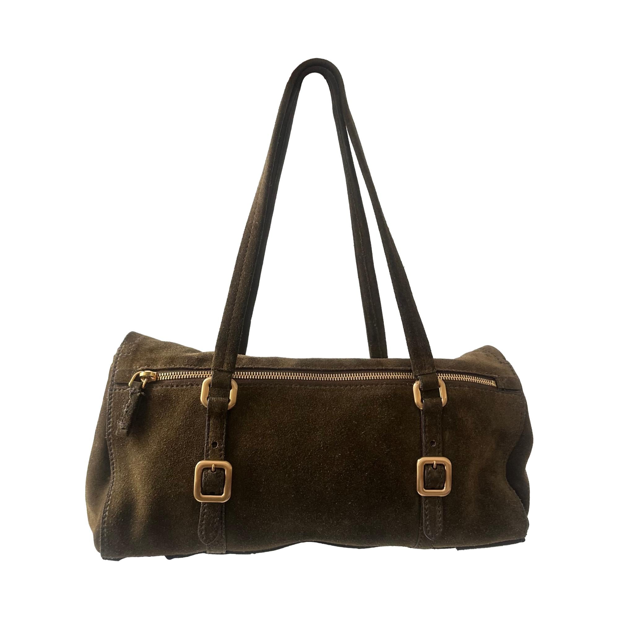 Prada Olive Green Suede Shoulder Bag