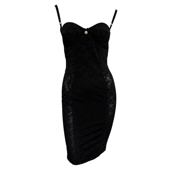 knee length dresses for ladies Dolce & Gabbana Black Lace Corset Dress – Treasures of NYC