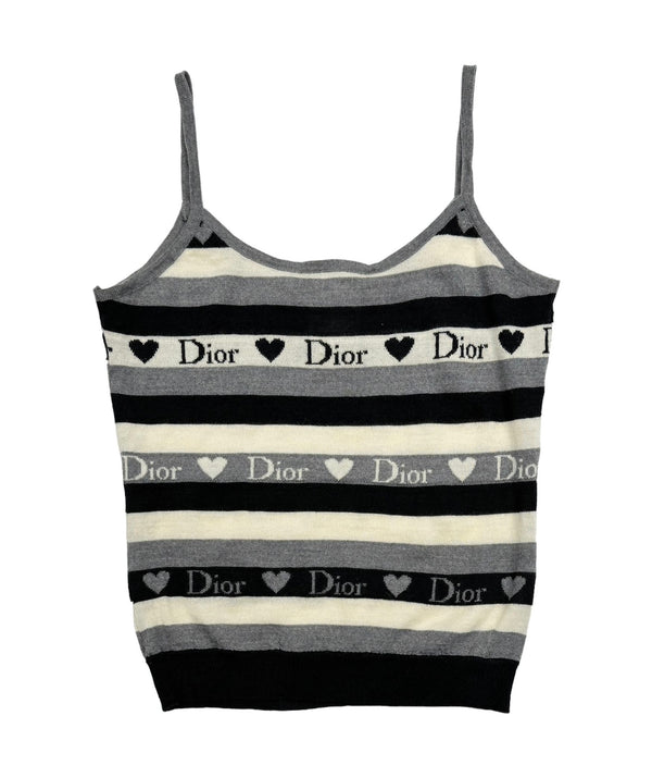 Dior Grey + Black Heart Logo Tank