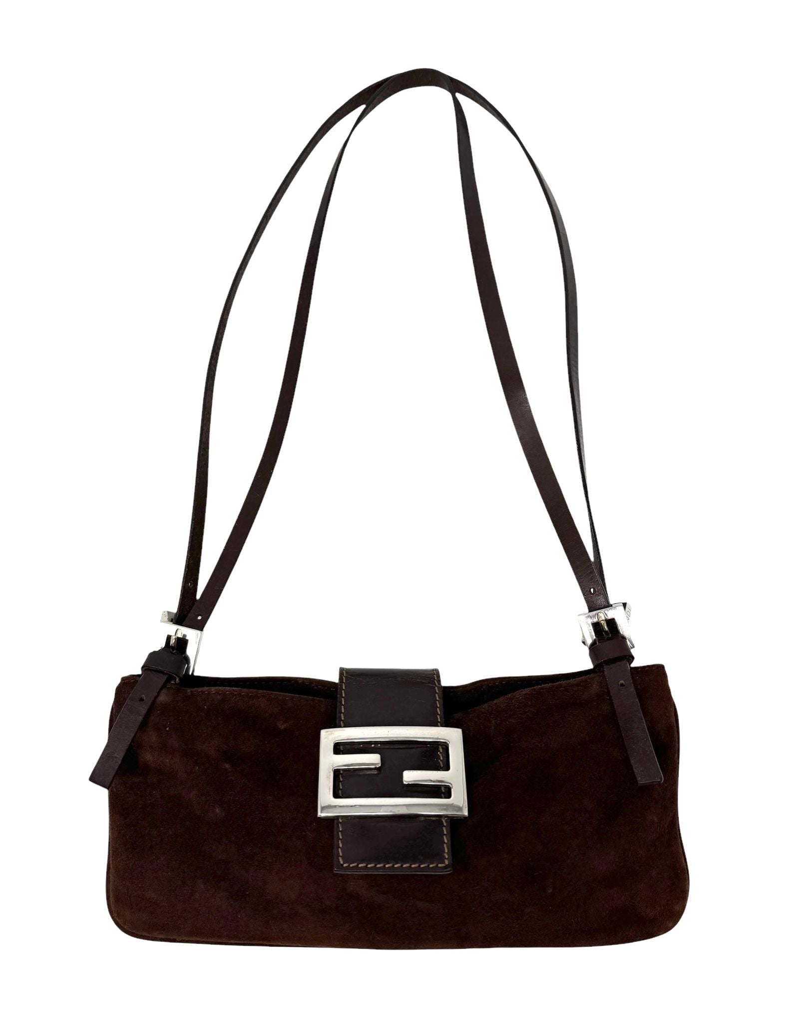 Fendi Brown Seude Mini Baguette Bag