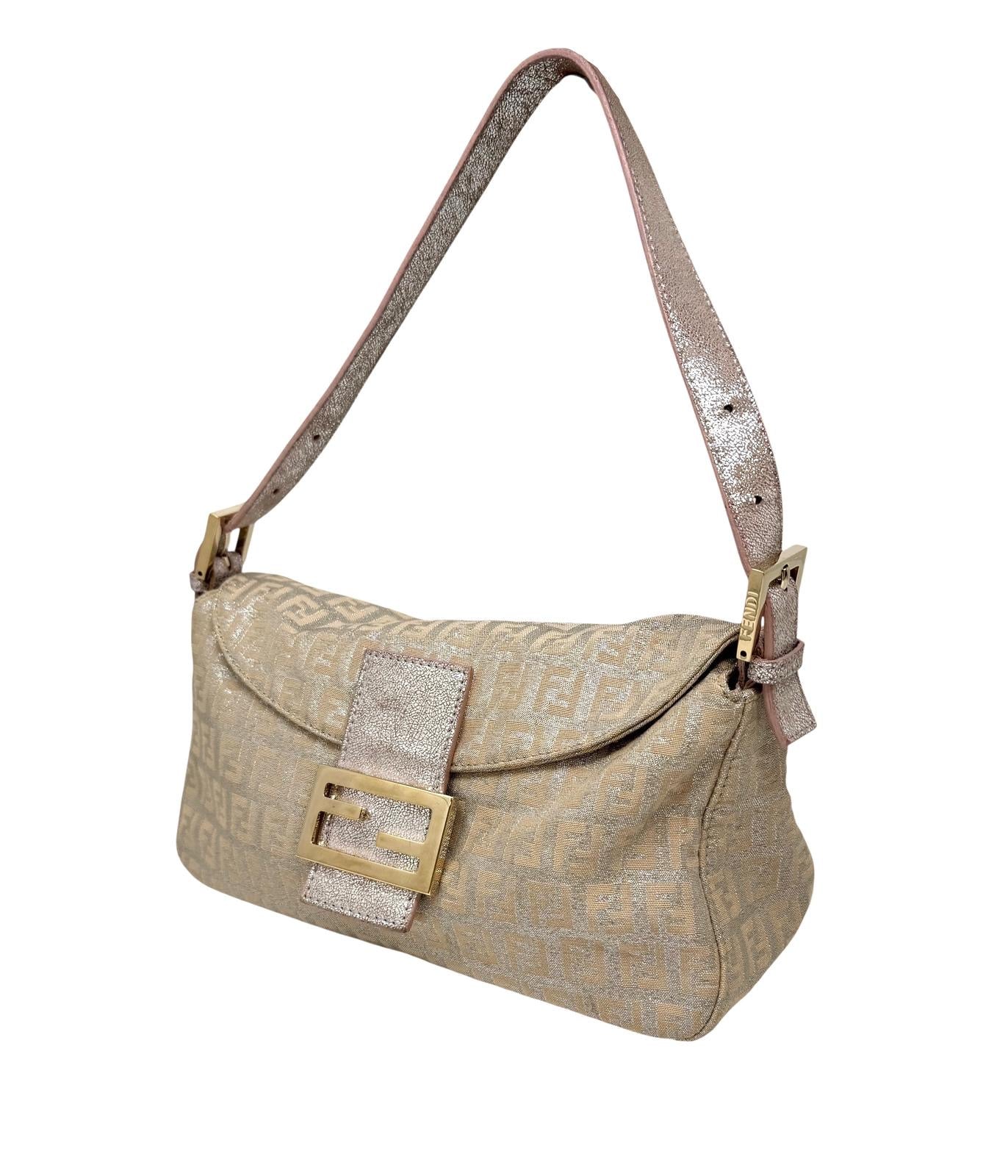 Fendi Pink Shimmer Baguette Bag