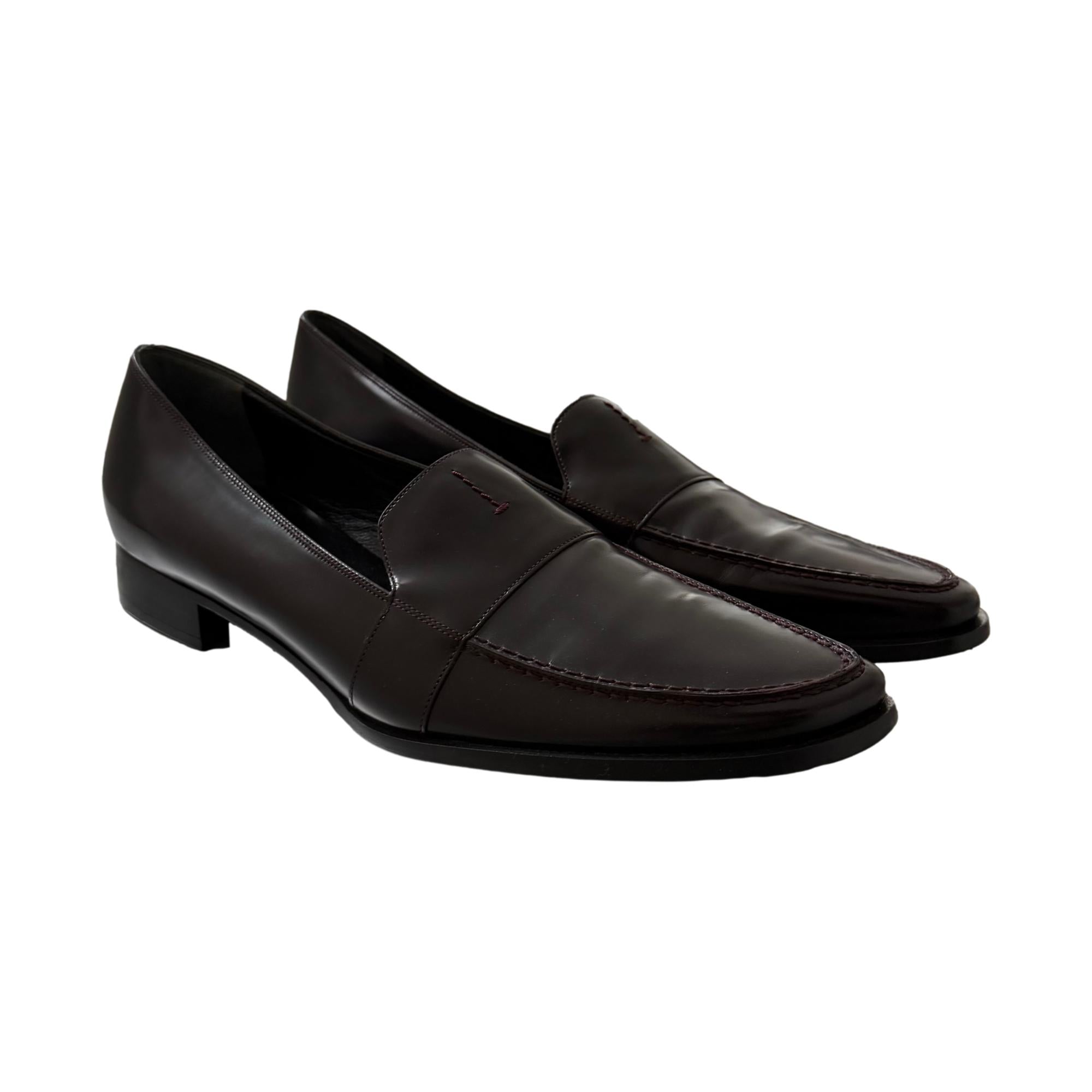 Prada Bordeaux Leather Loafers