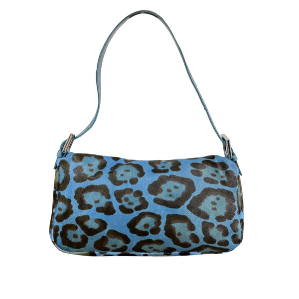 Fendi Blue Giraffe Rhinestone Baguette