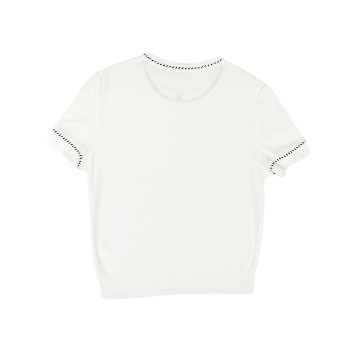 Chanel White Ribbed Logo Top