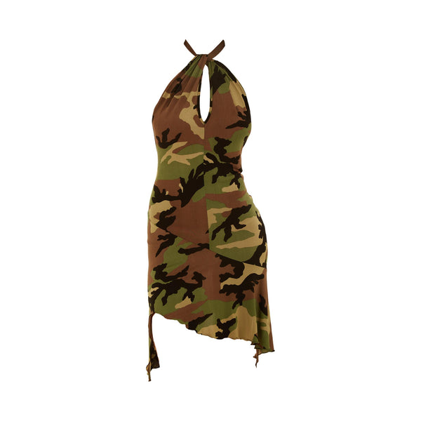 Dior Green Camo Halter Dress