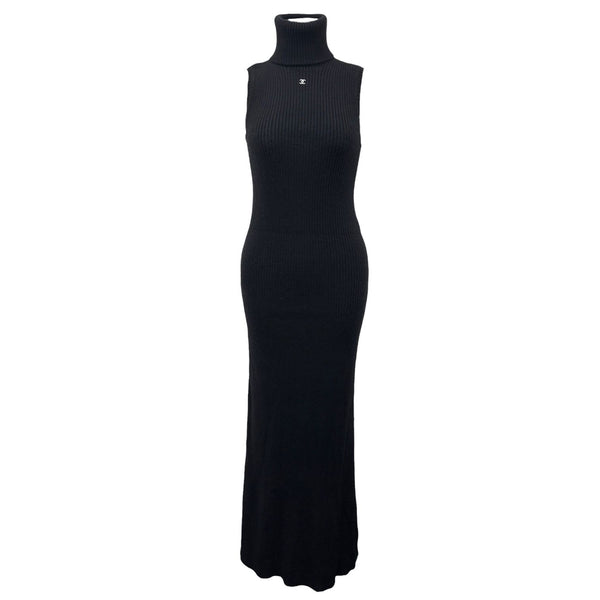 Chanel Black Ribbed Maxi Dress