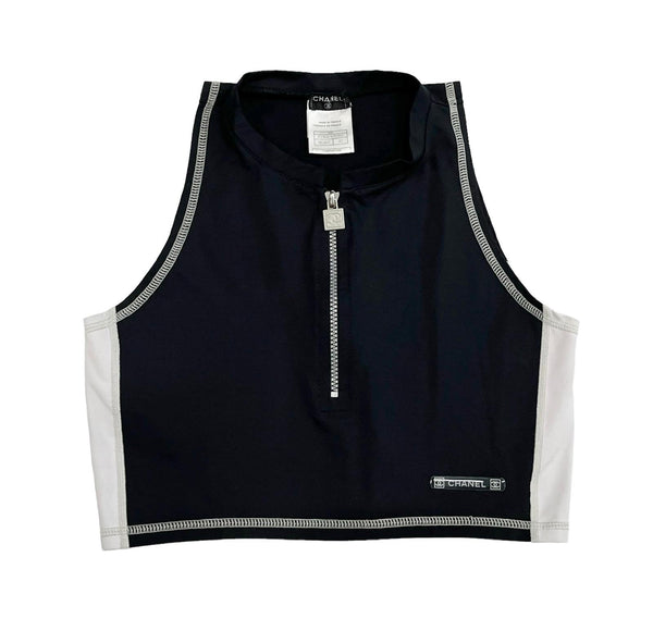 Chanel Sport Black Crop Zip Tank – Treasures of NYC