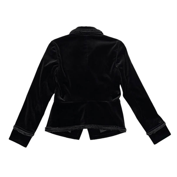 Chanel Black Velvet Logo Jacket