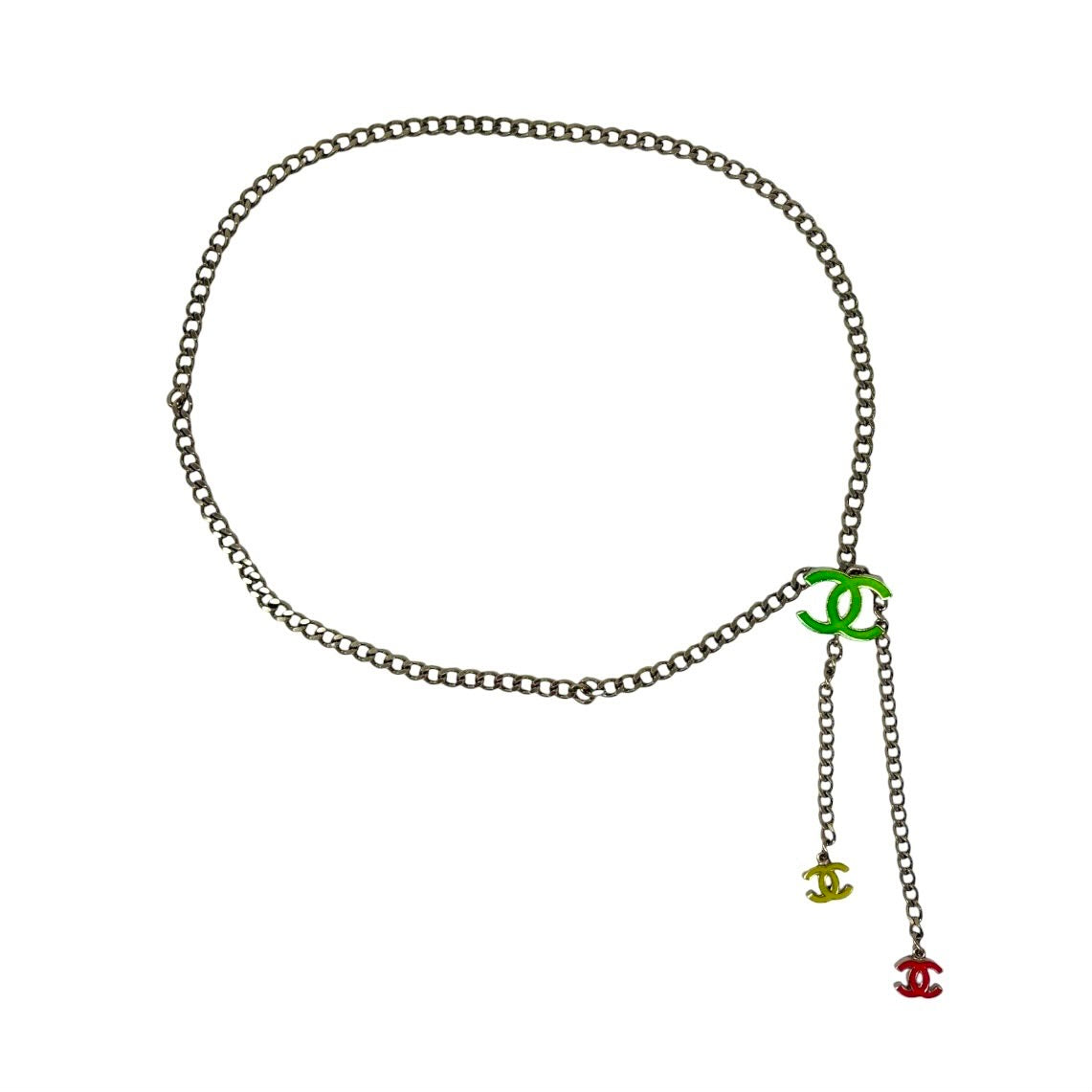 Chanel Gold Multicolor Logo Chain Belt