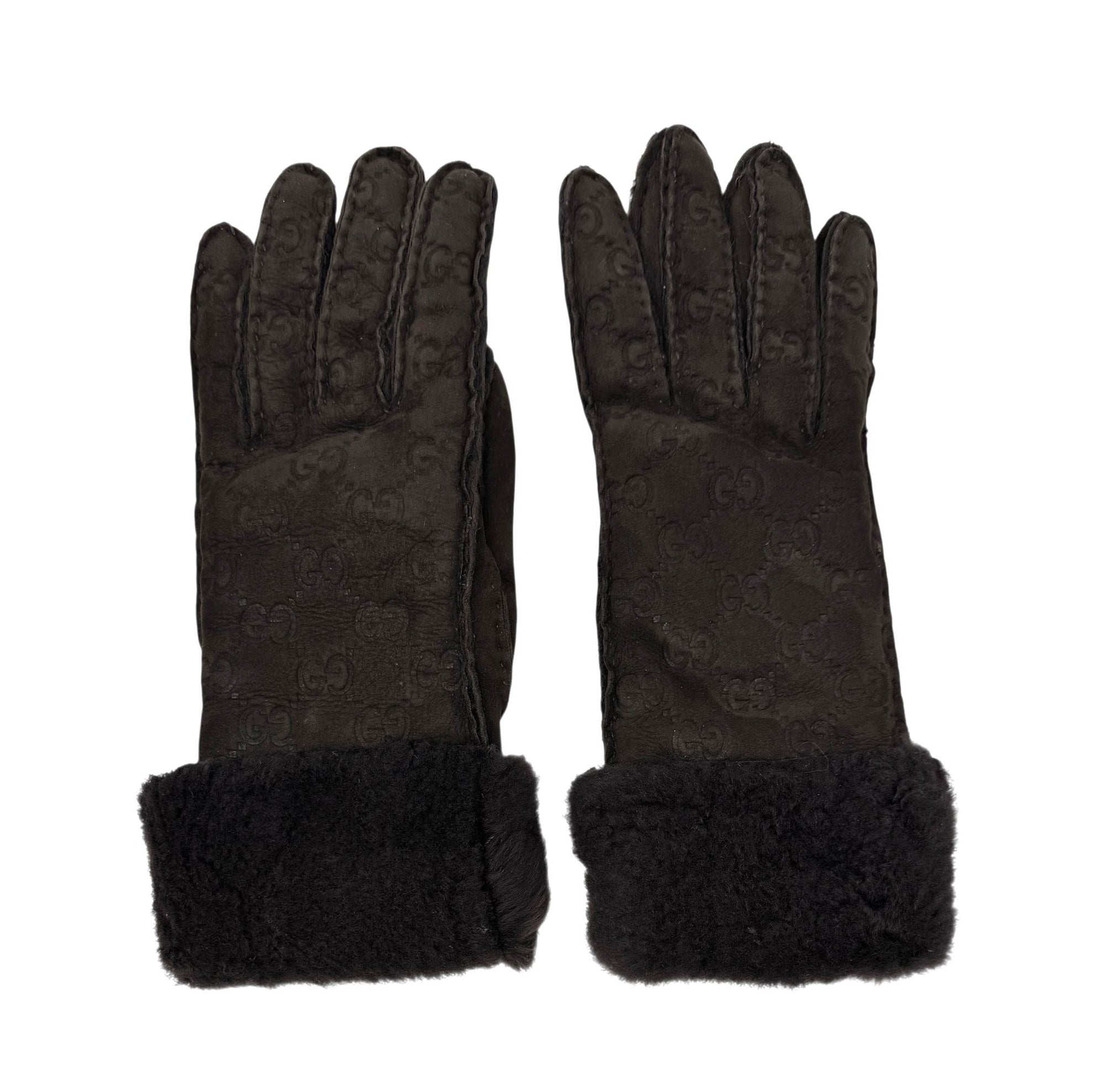 Gucci Brown Shearling Gloves
