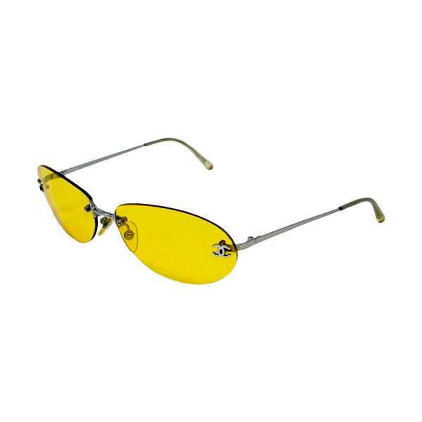 Chanel Yellow Mini Rimless Sunglasses