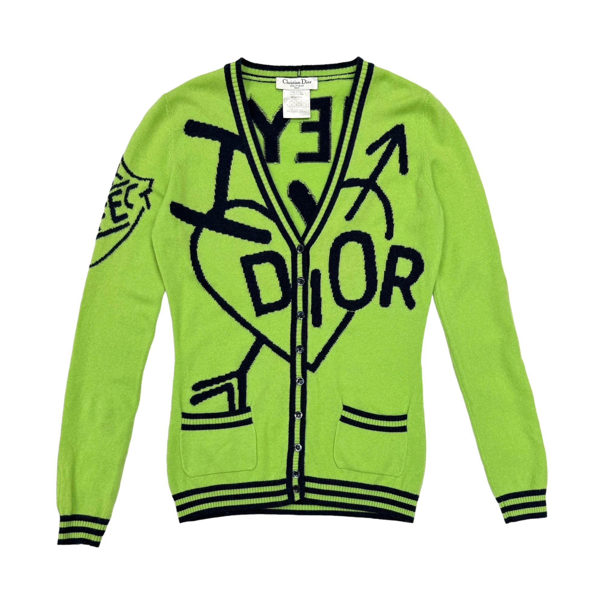 Dior Lime Green Logo Sweater Top