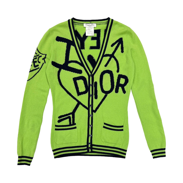 Dior Lime Green Logo Sweater Top