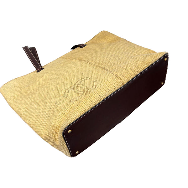 Chanel Tan Straw Shoulder Bag
