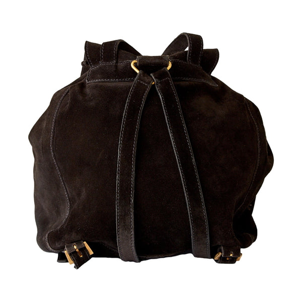 Prada Black Suede Logo Backpack