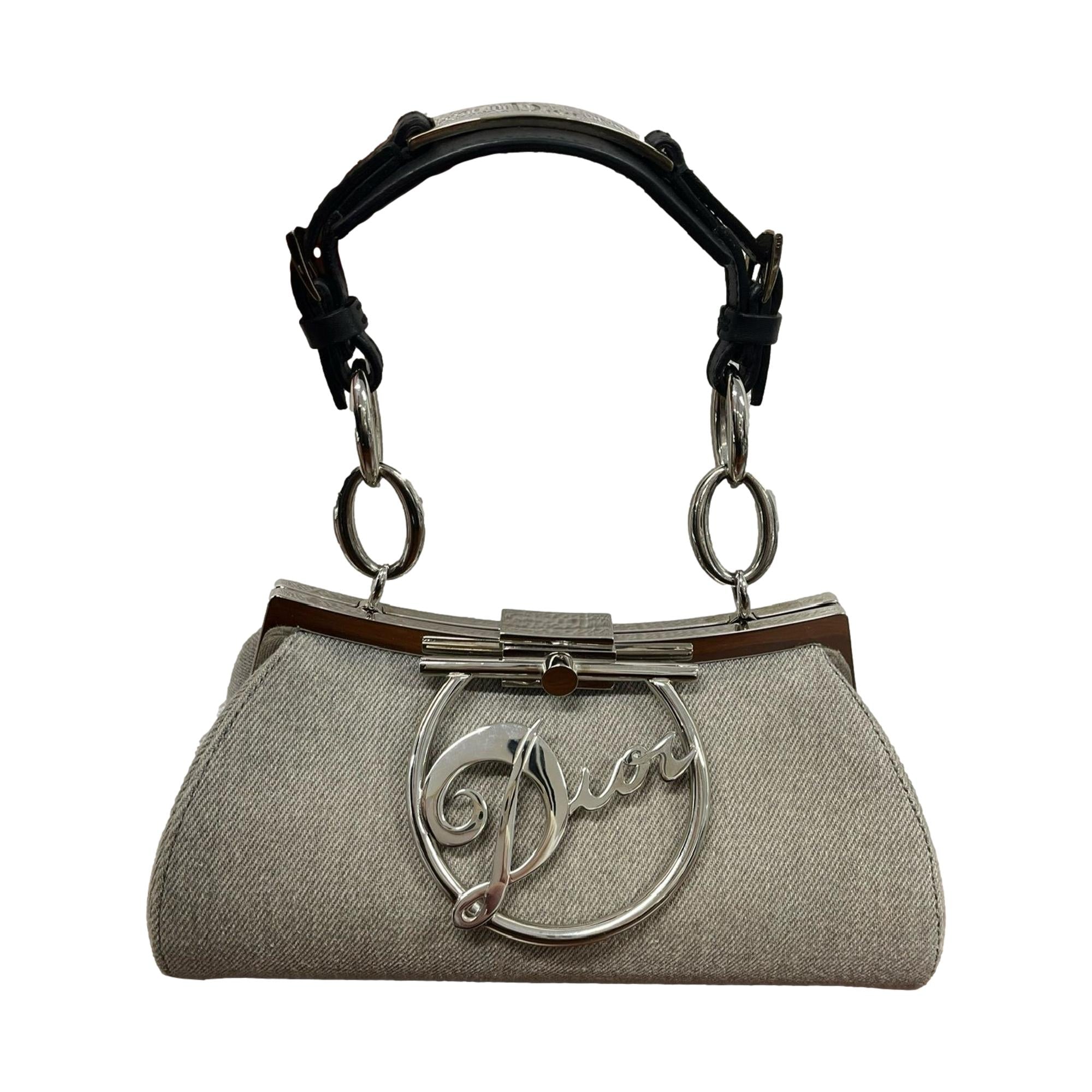 Dior Grey Mini Logo Top Handle Bag