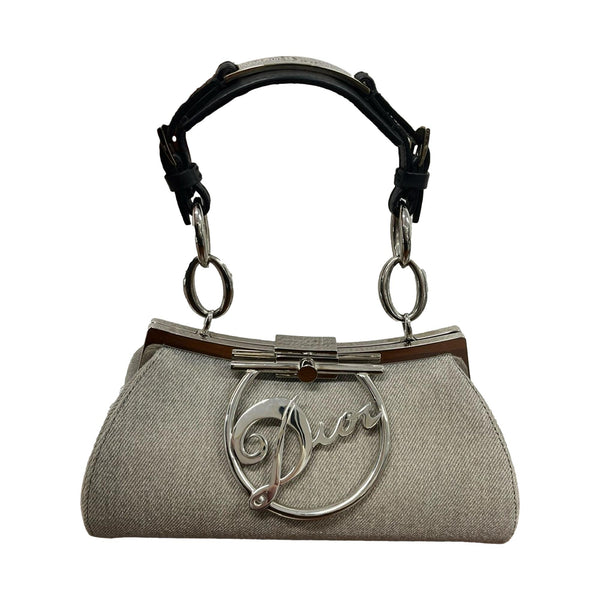 Dior Grey Mini Logo Top Handle Bag