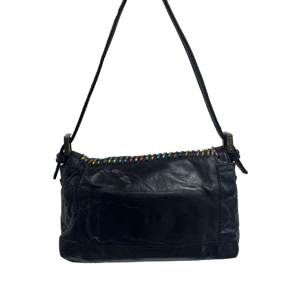 Fendi Black Whipstitch Mini Baguette