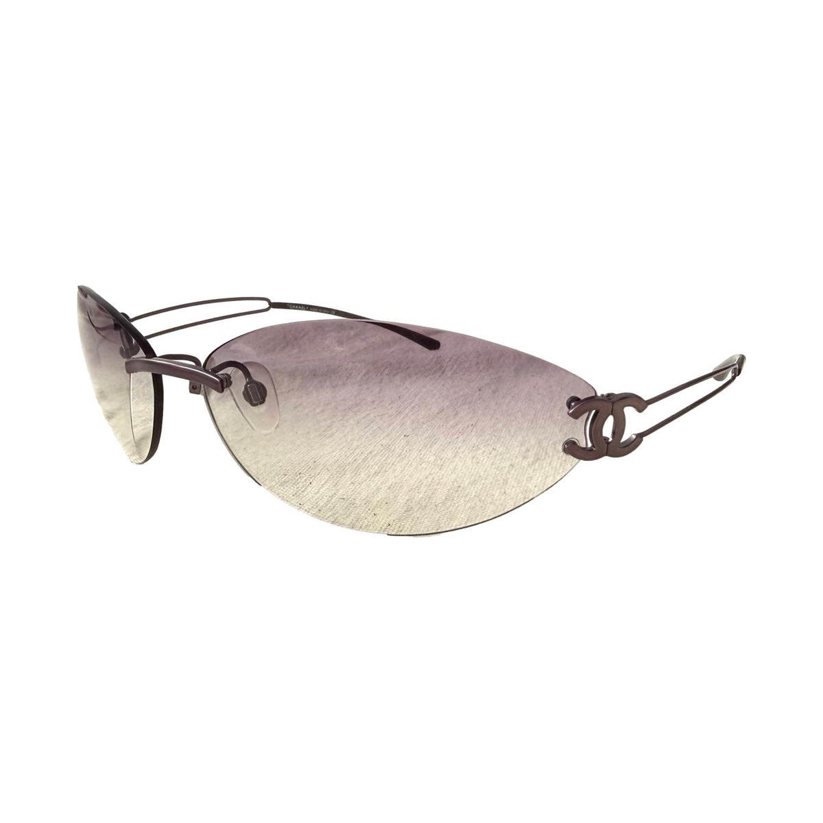 Chanel Purple Rimless Side Logo Sunglasses