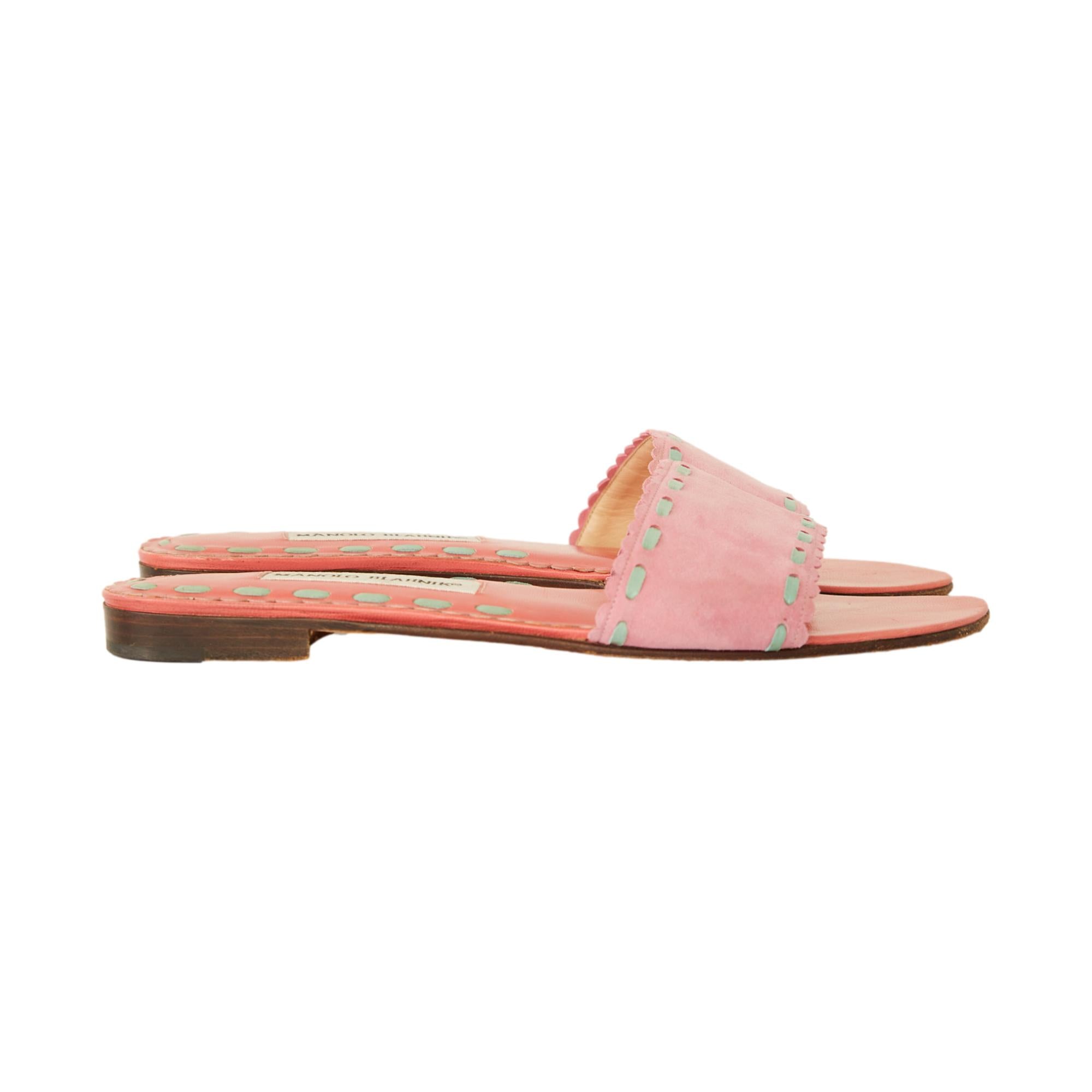 Manolo Blahnik Pink Suede Sandals