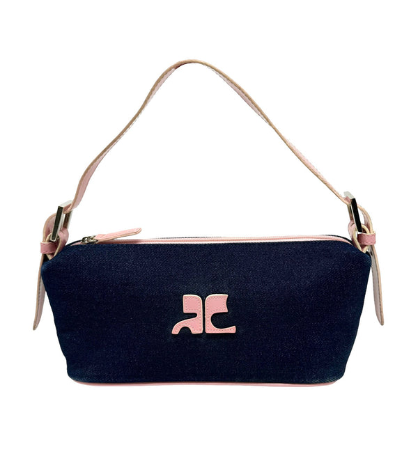 Courreges Denim Logo Shoulder Bag