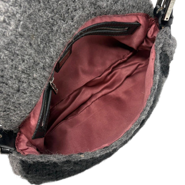 Fendi Grey Wool Pattern Baguette