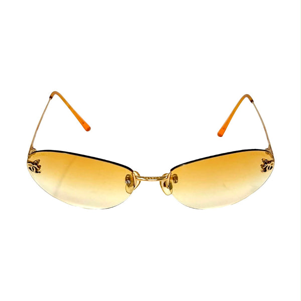 Chanel Orange Mini Rimless Sunglasses