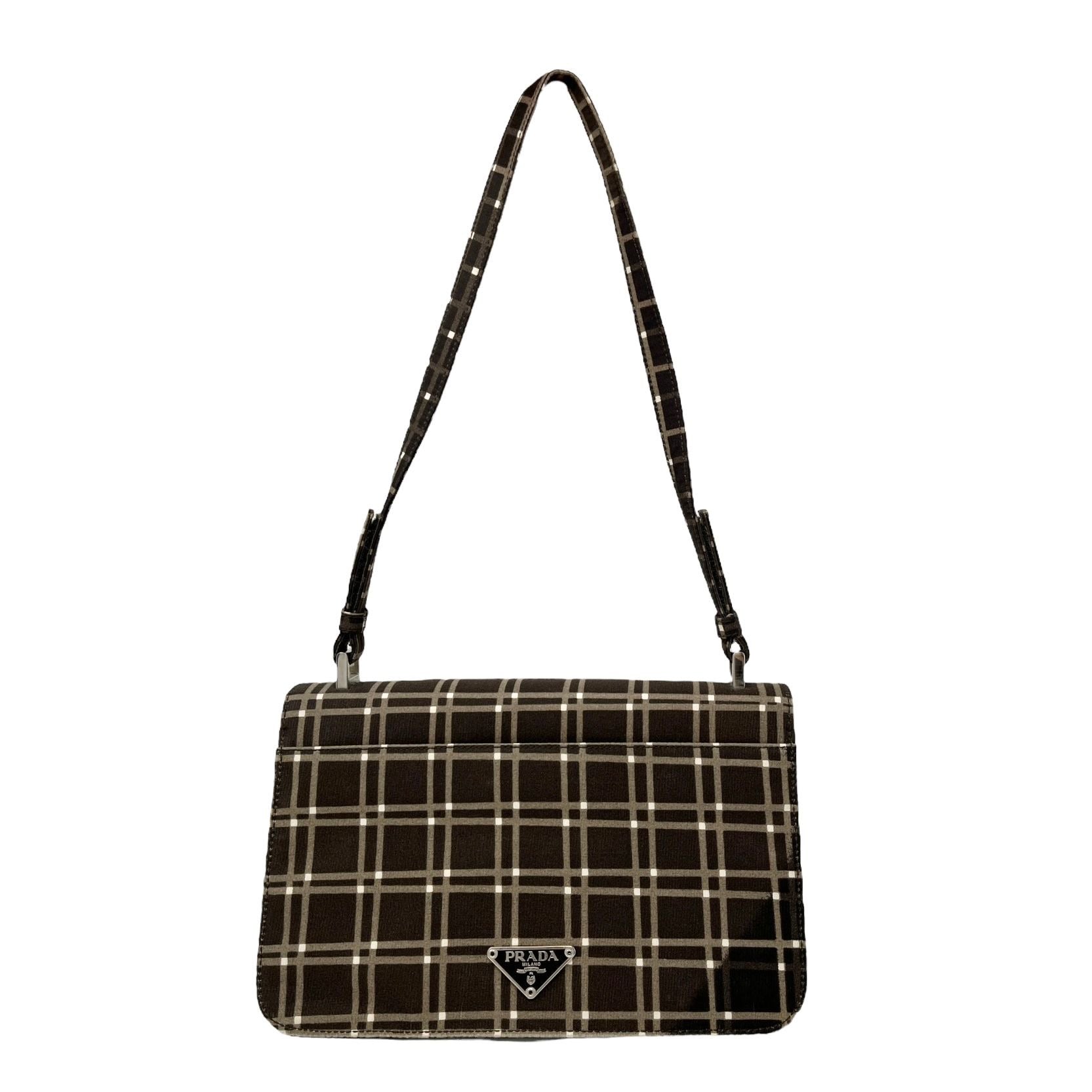 Prada Brown Plaid Shoulder Bag