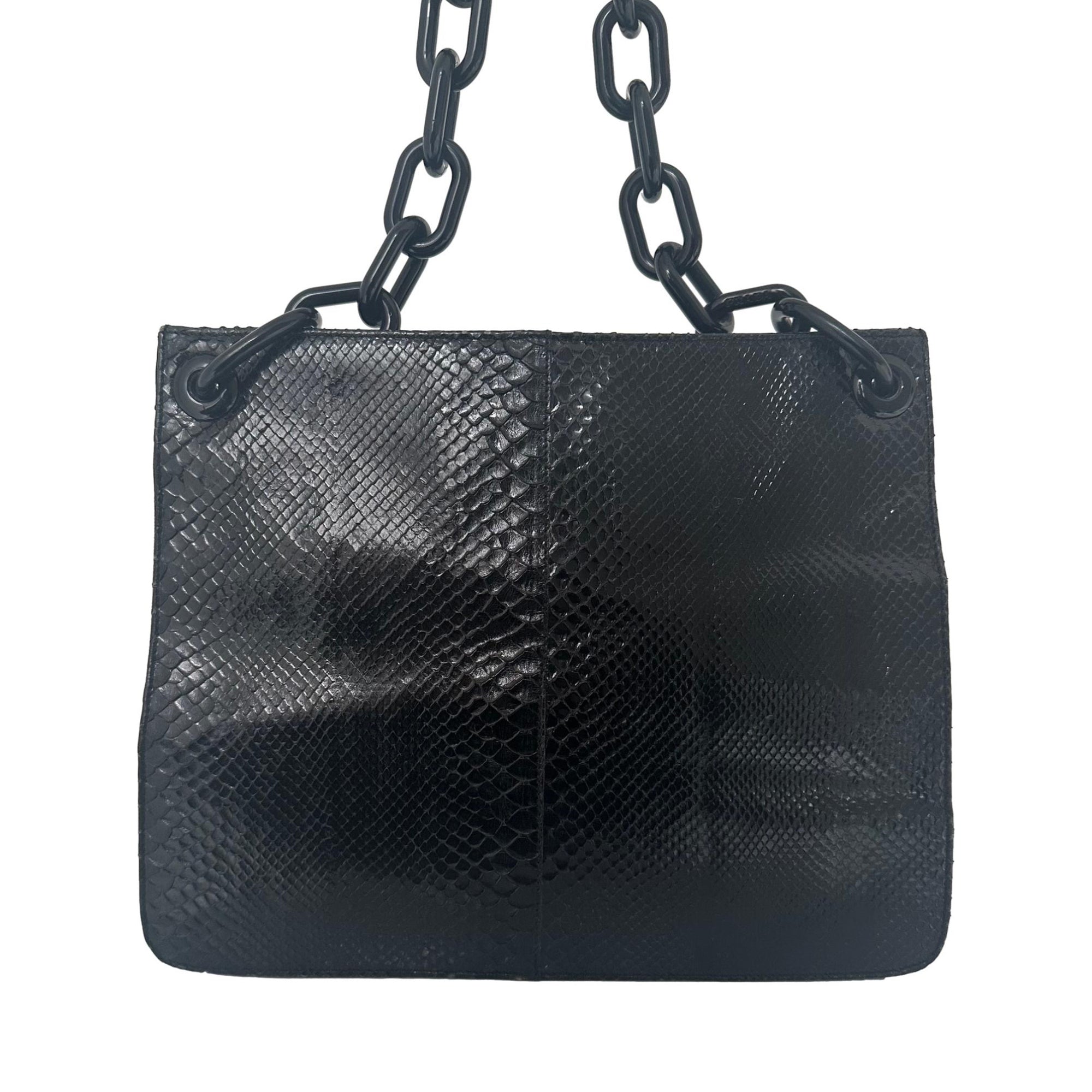 Prada Black Snakeskin Chain Bag