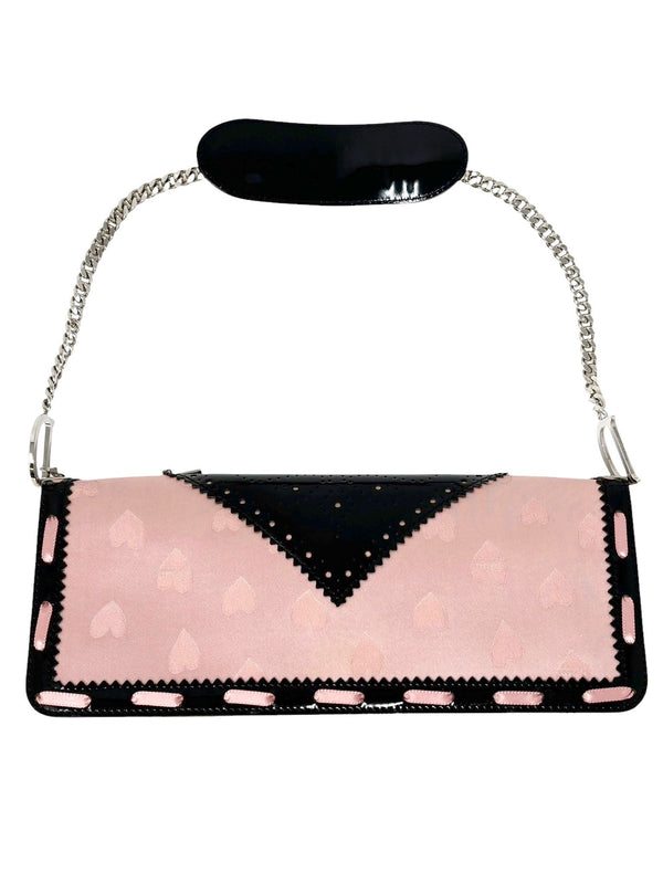 Dior Pink + Black Satin Heart Bag