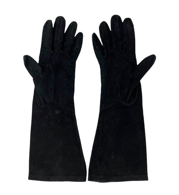 Chanel Black Suede Logo Gloves