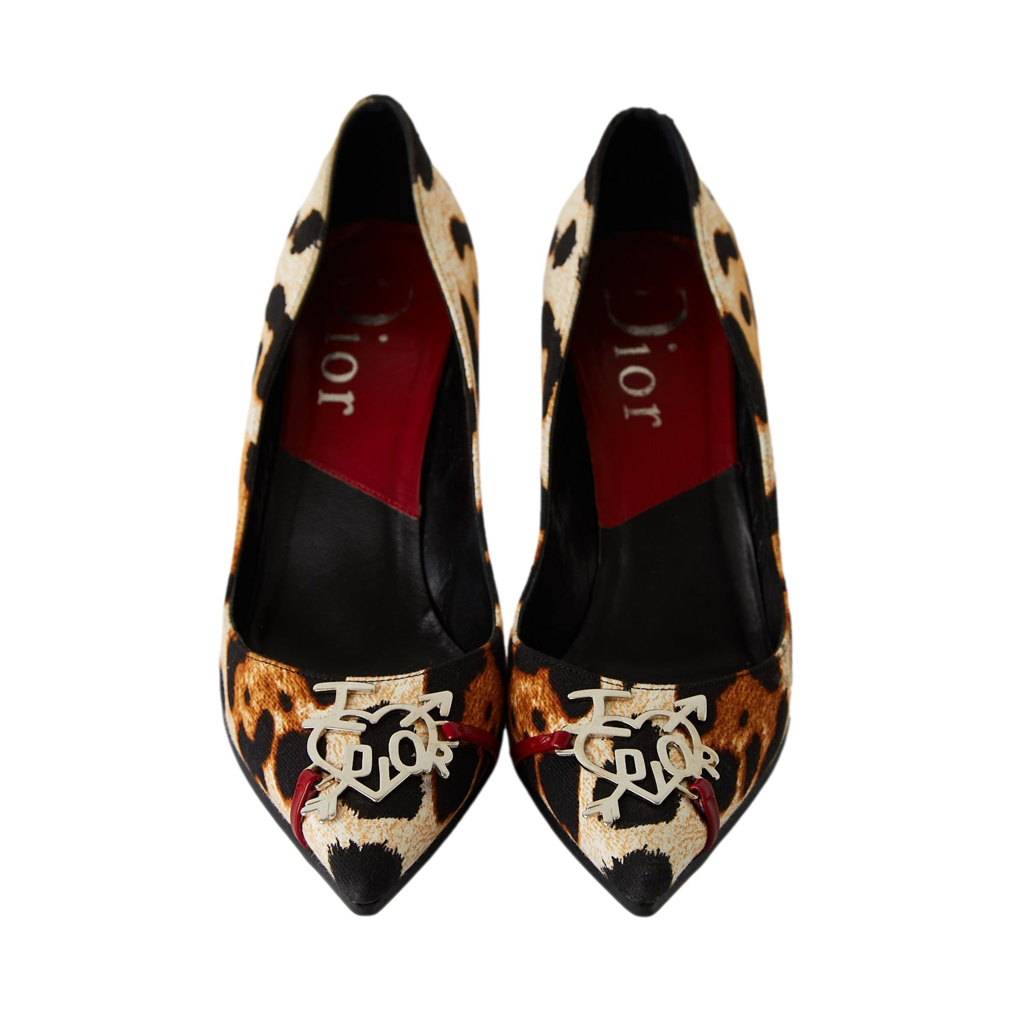 Dior Cheetah Logo Heels