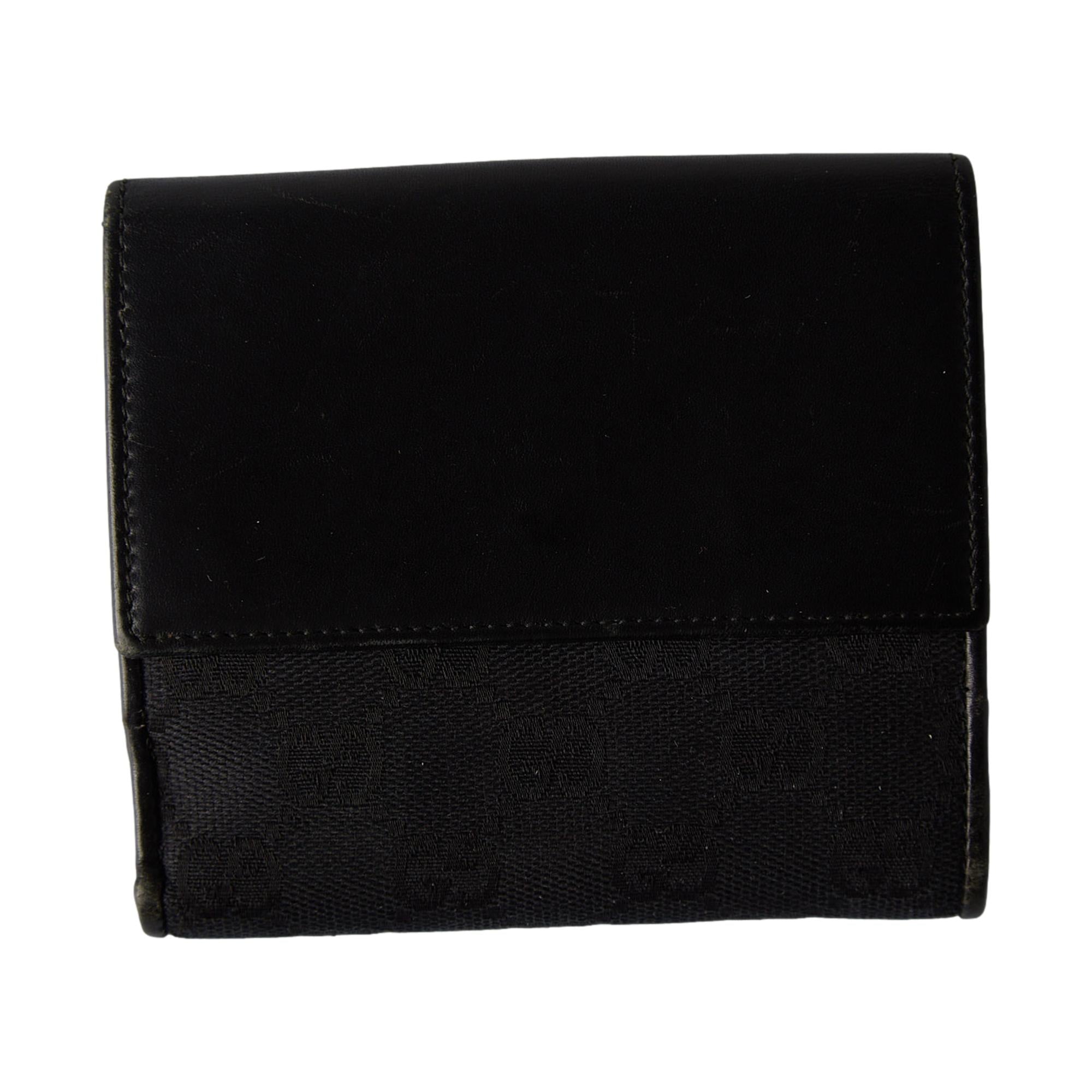 Gucci Black Canvas + Leather Logo Wallet