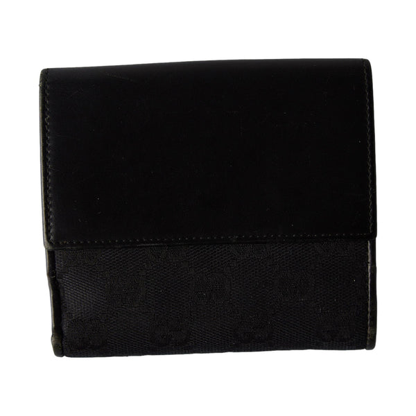 Gucci Black Canvas + Leather Logo Wallet