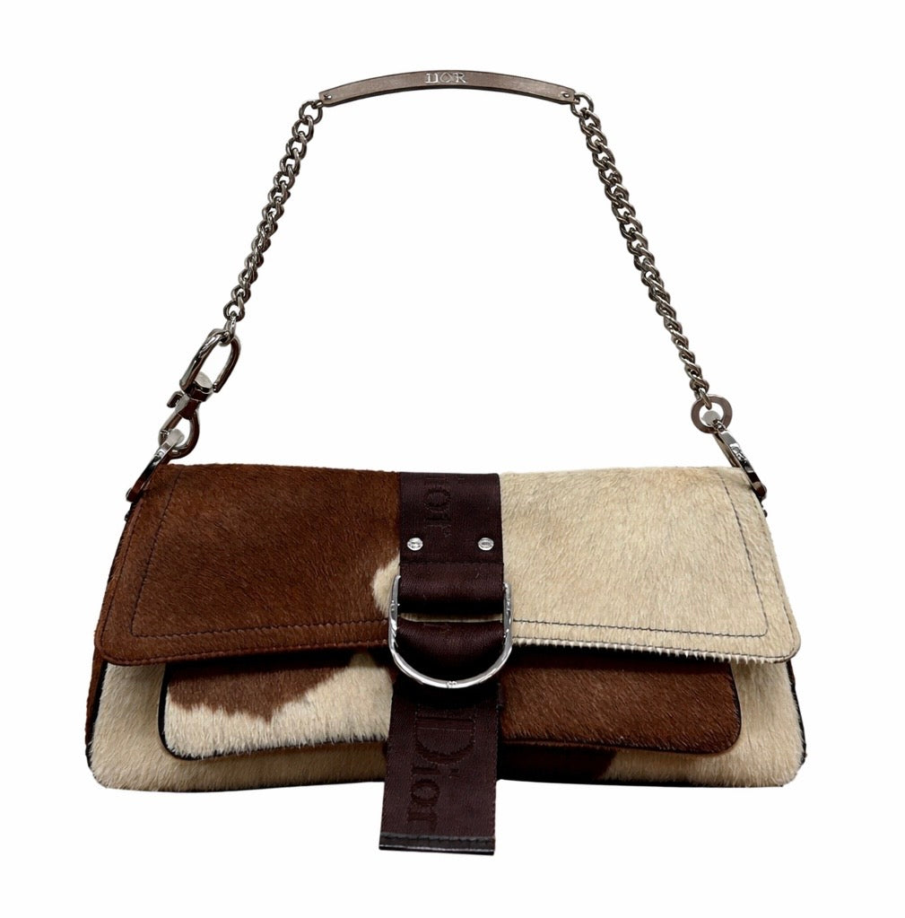 Dior Cow Print Calfhair Chain Bag