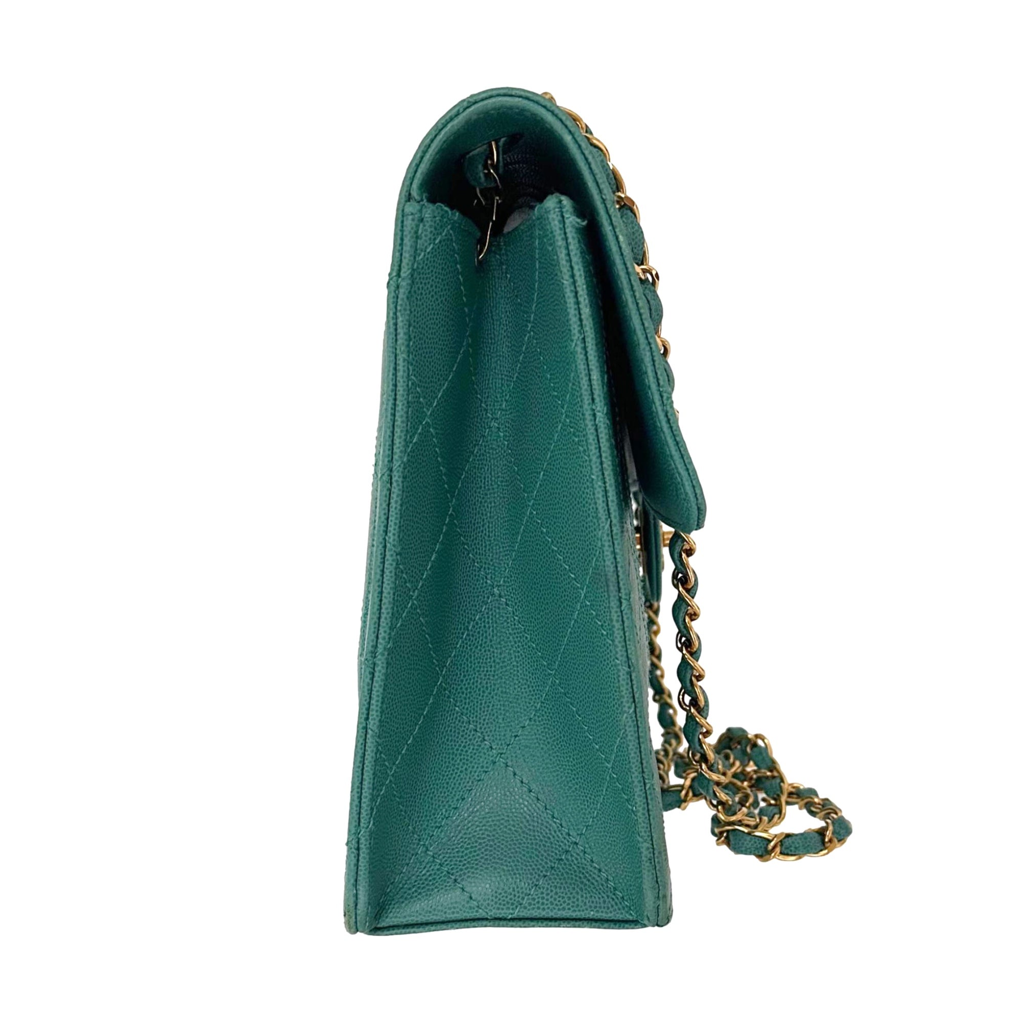 Chanel Turquoise Caviar Jumbo Flap Bag