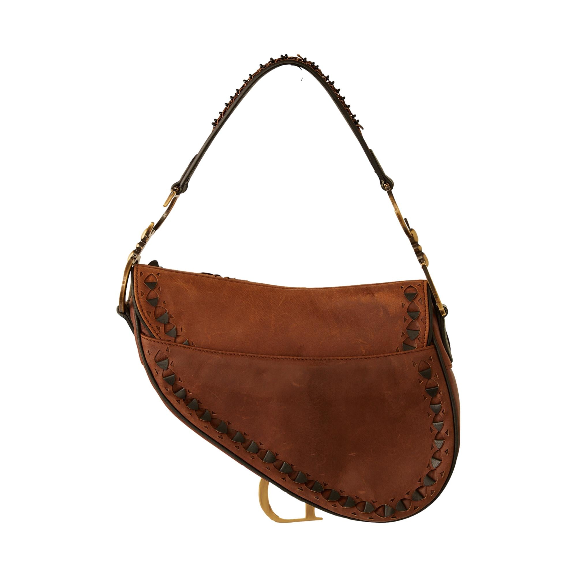 Dior Brown + Black Leather Saddle Bag – Treasures of NYC