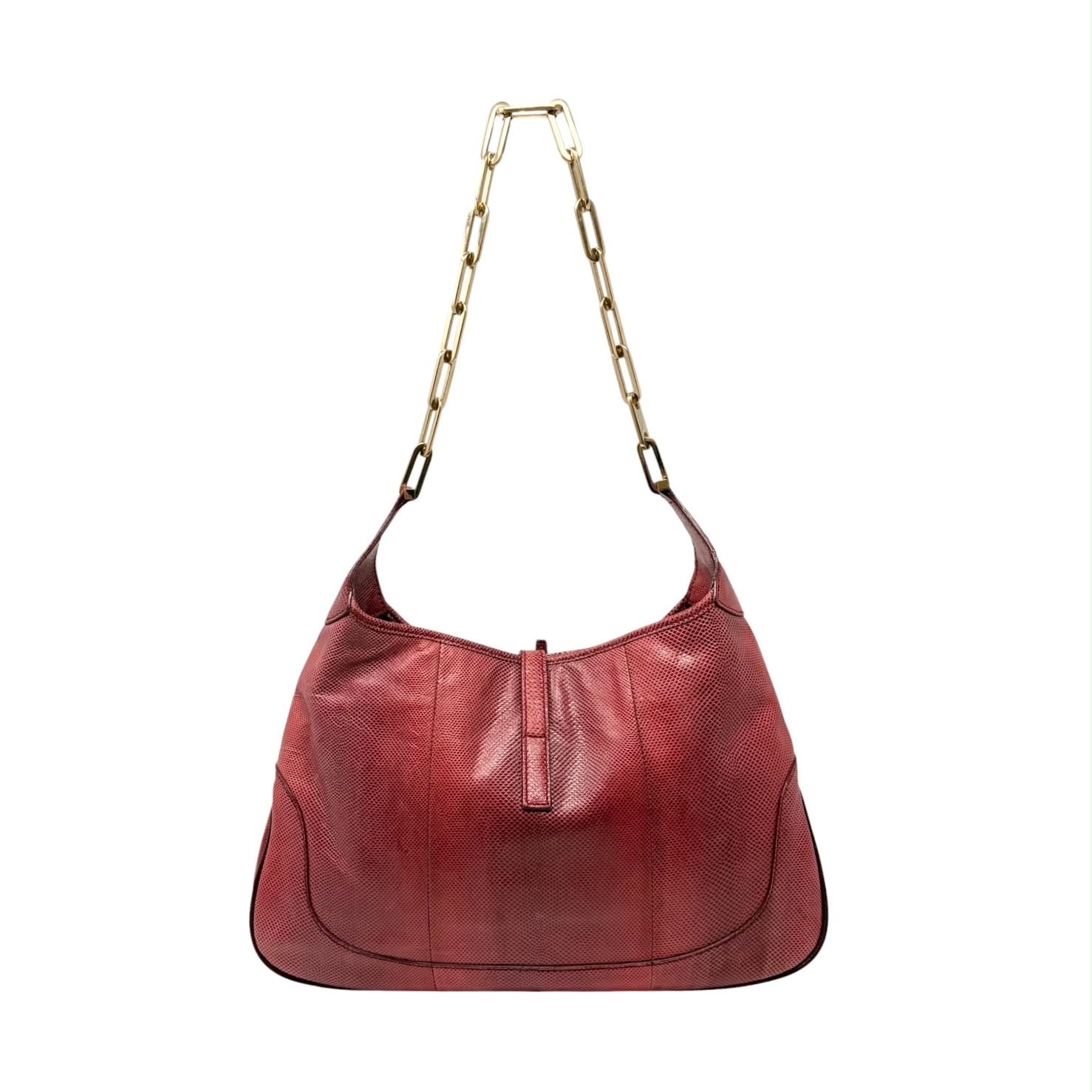 Gucci Red Snakeskin Chain Shoulder Bag