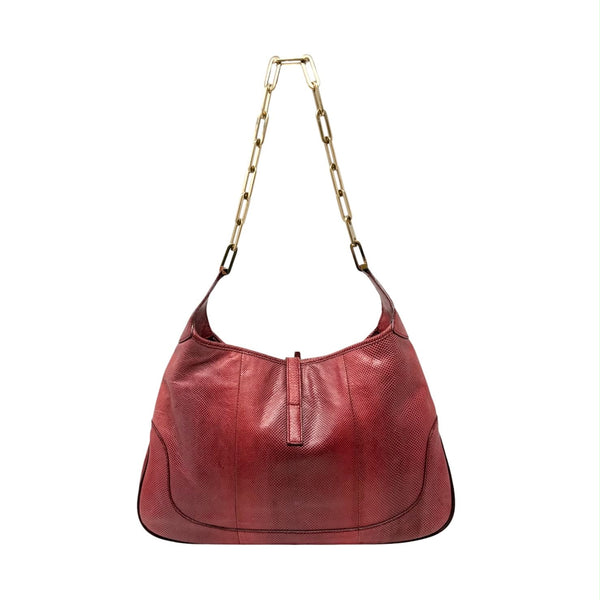 Gucci Red Snakeskin Chain Shoulder Bag