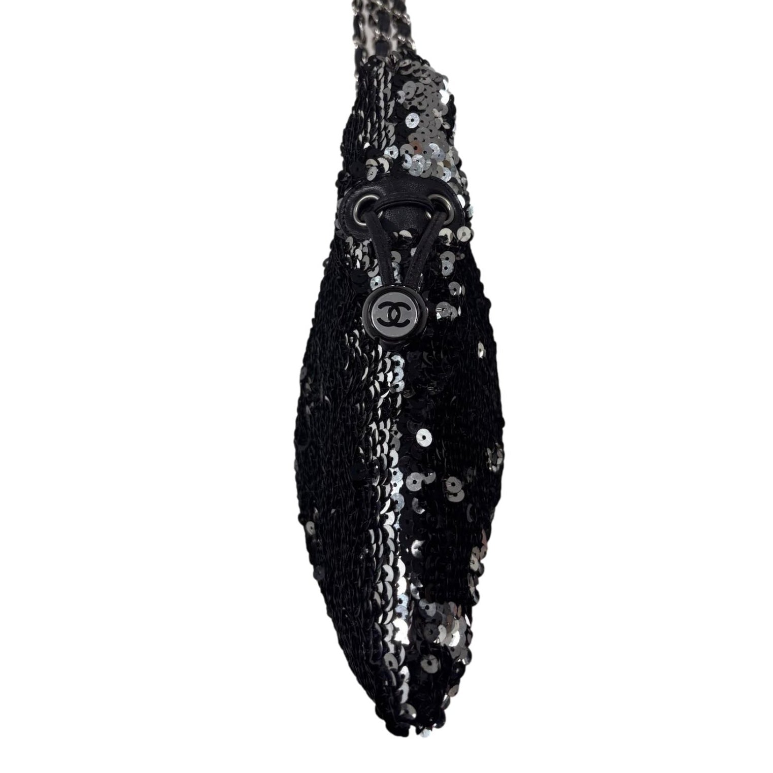 Chanel Black Sequin Shoulder Tote Bag