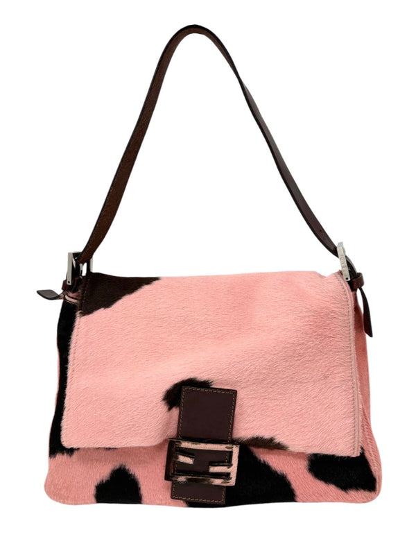 Fendi Pink Cow Print Mama Baguette Bag