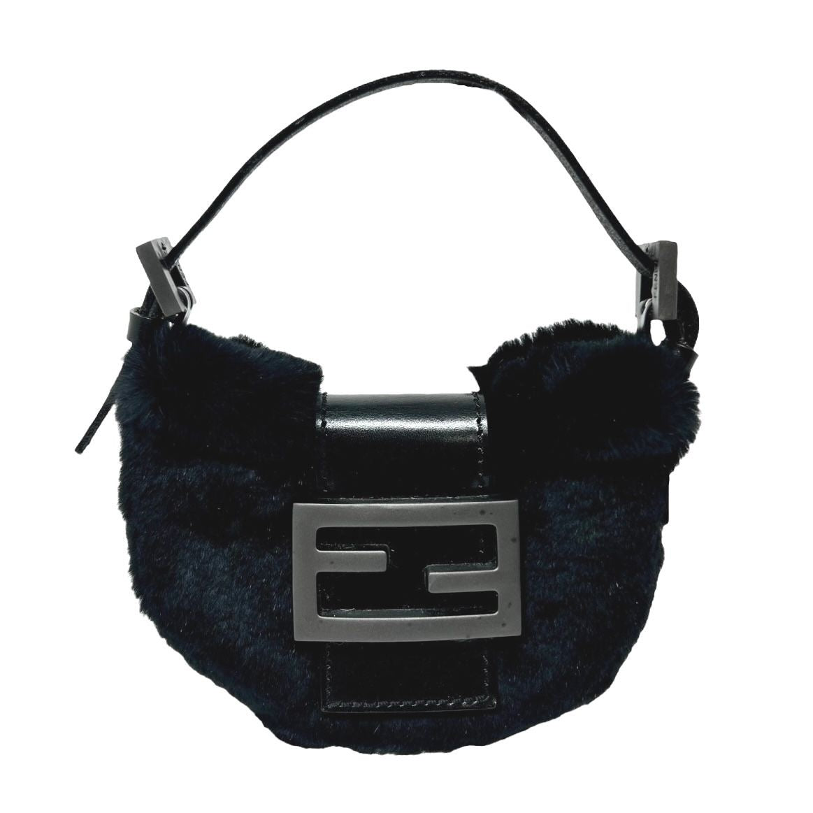 Fendi Mini Black Fur Croissant Bag