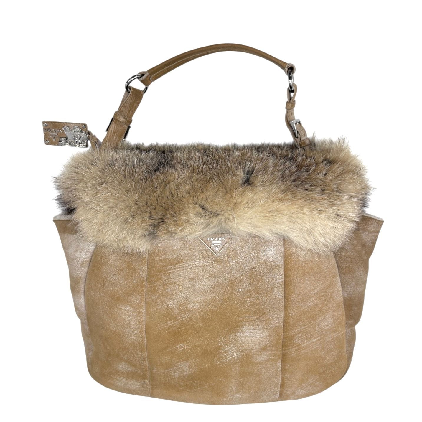 Prada Shearling Fox Shoulder Bag