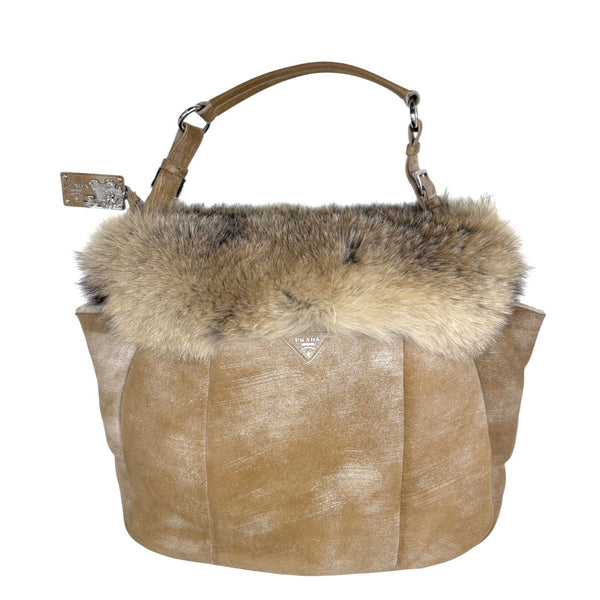 Prada Shearling Fox Shoulder Bag