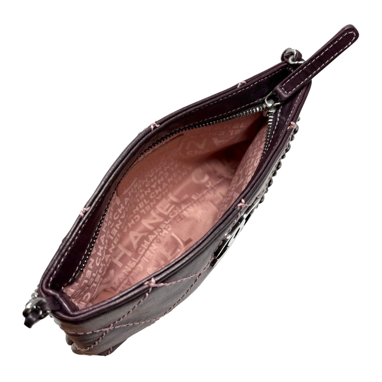 Chanel Wine Contrast Stitch Mini Chain Bag