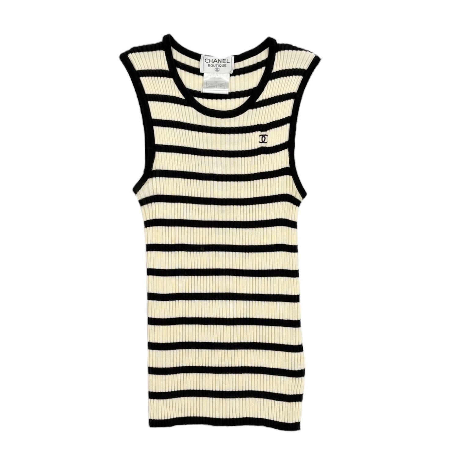 Chanel Brown Stripe Tank Top
