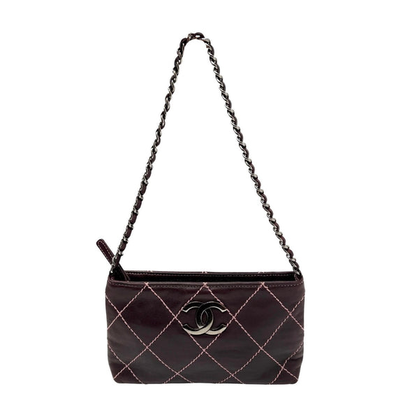 Chanel Wine Contrast Stitch Mini Chain Bag