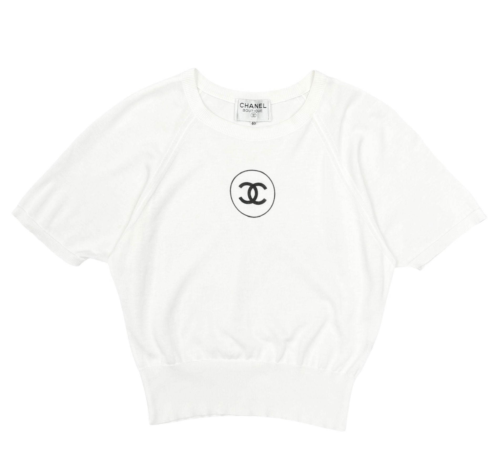 Chanel White Jumbo Logo Top