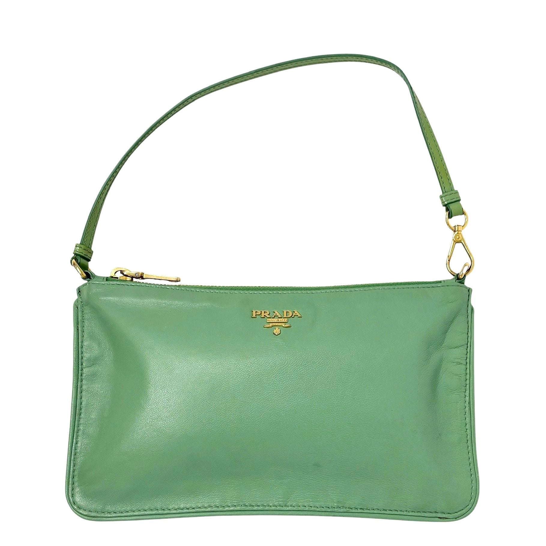 Prada Green Leather Shoulder Bag