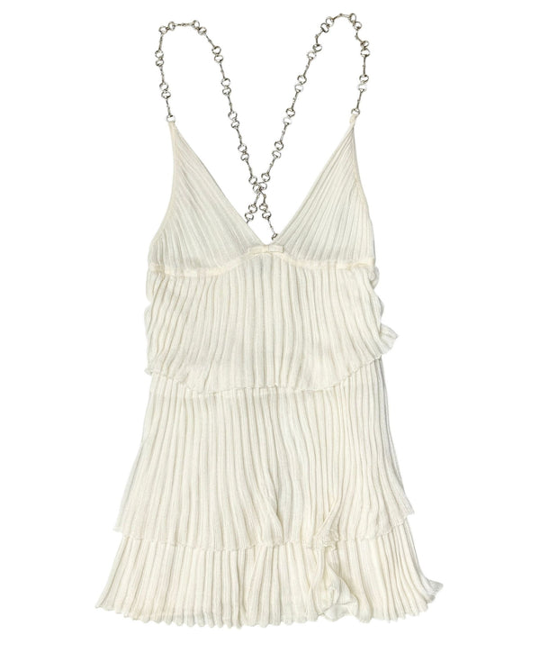 Gucci Ivory Pleated Logo Chain Top